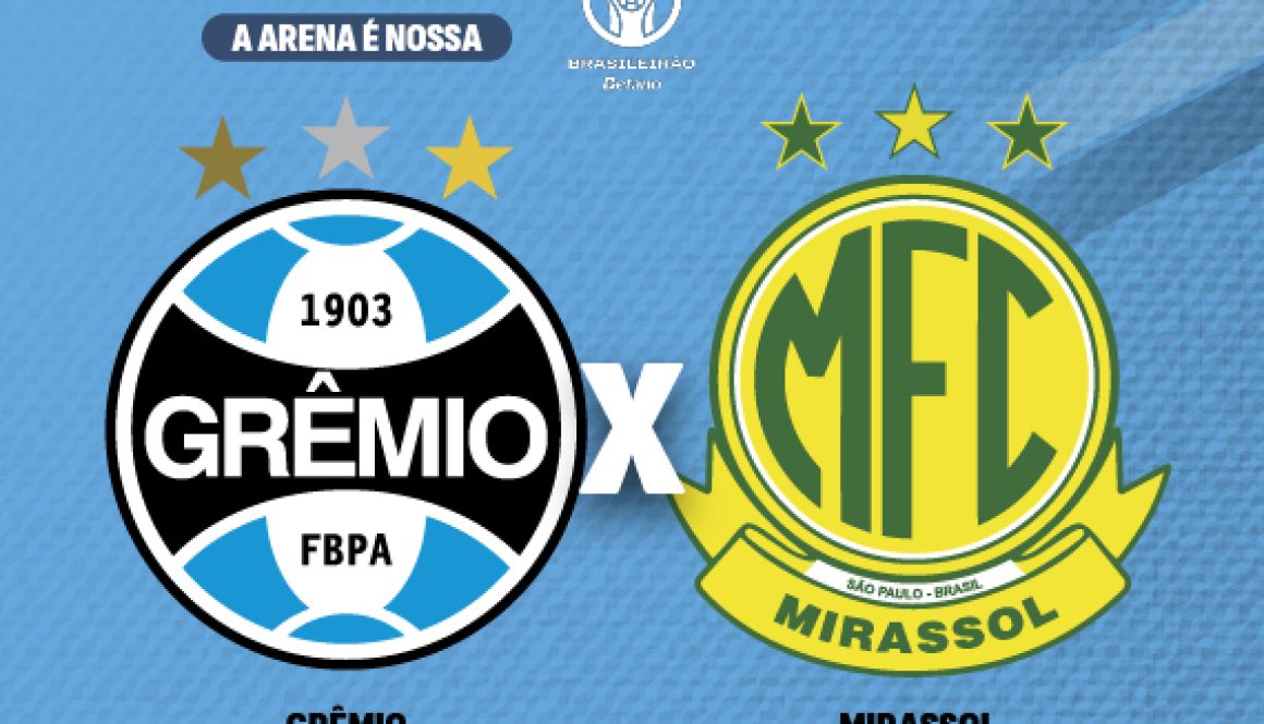 Grêmio enfrenta Mirassol na Arena no próximo sábado, dia 13